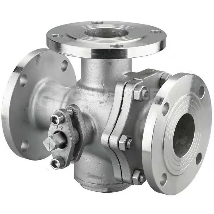 3 Txoj Kev Flanged Stainless Hlau Pob Valve