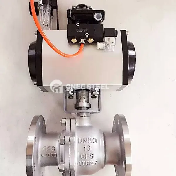 Ntawm tawm pob valve nrog pneumatic actuator